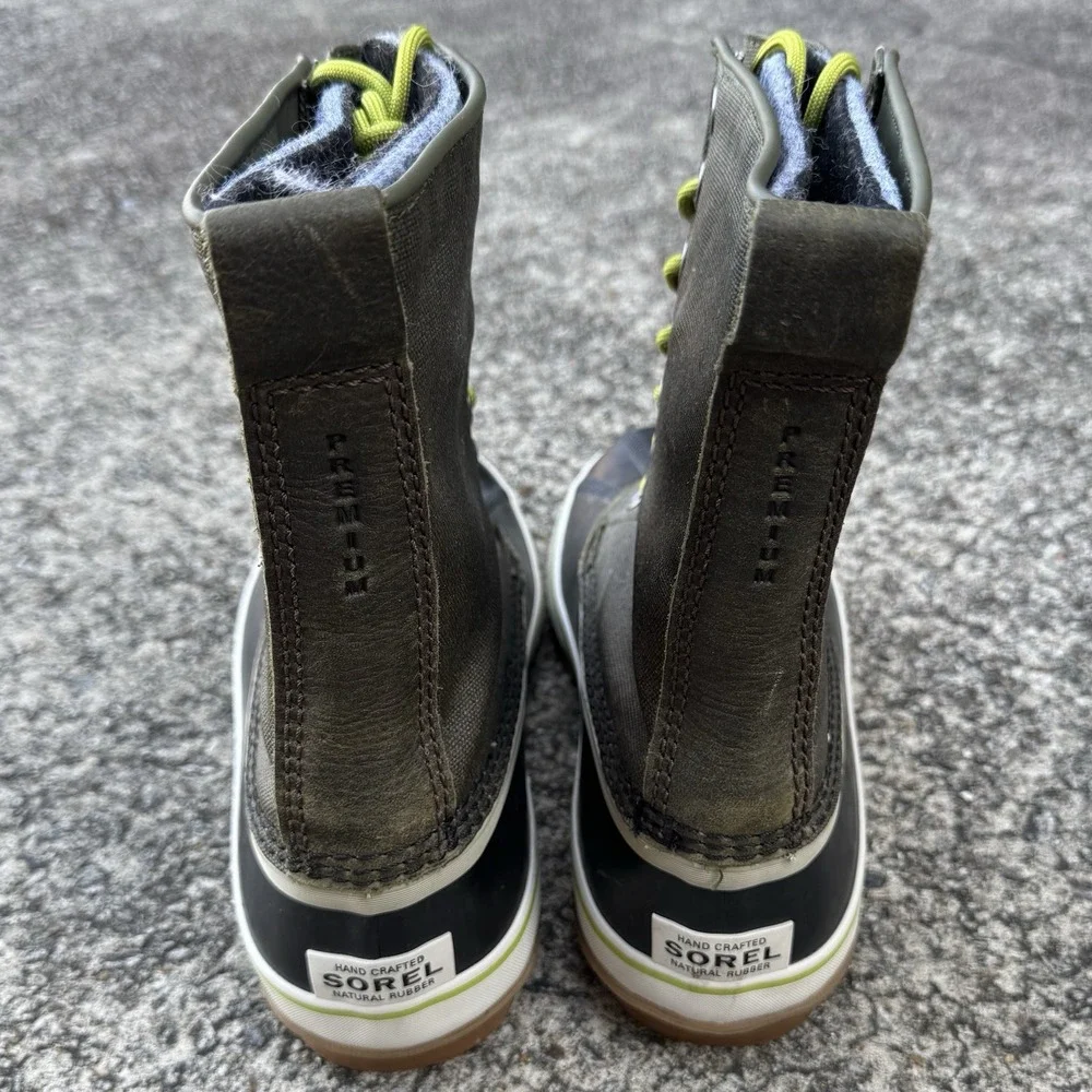 Sorel Snow Boot Women's 10 1964 Premium Waterproof Waxed Canvas Peat Moss Green
